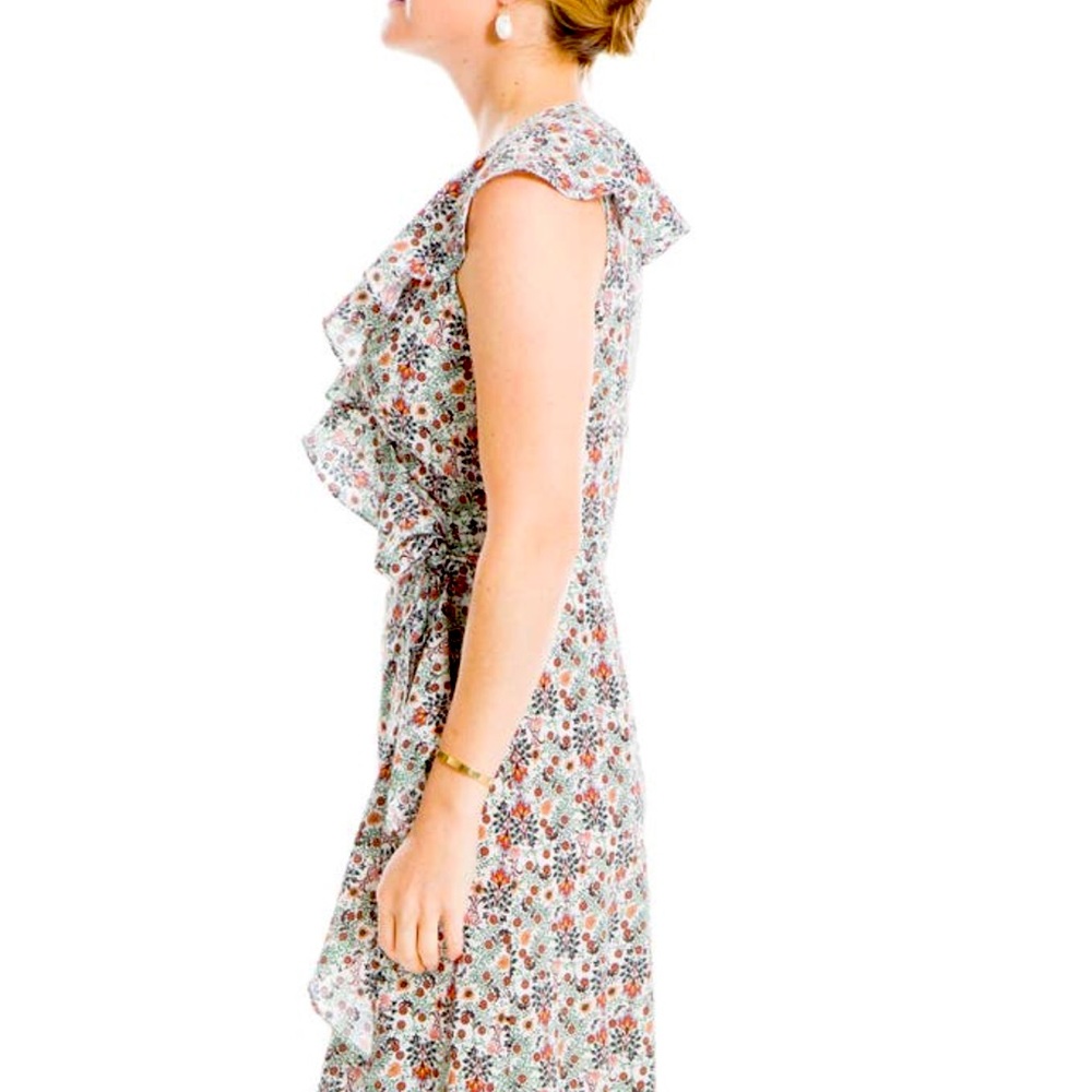 Max Studio Patterned Ruffle Front Wrap Dress - image 2